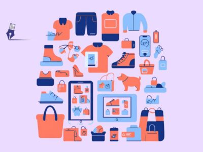 Ilustración con objetos posibles para vender con el método dropshipping